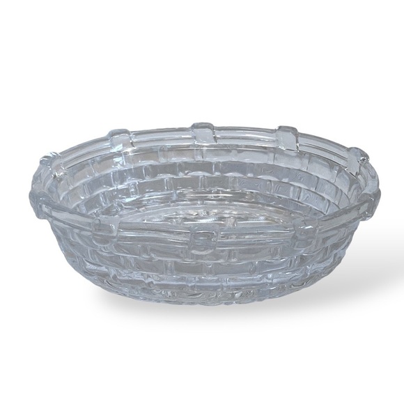 Oval Glass Soap Dish Clear Basketweave Luxury Bath Accessory - Picture 3 of 6